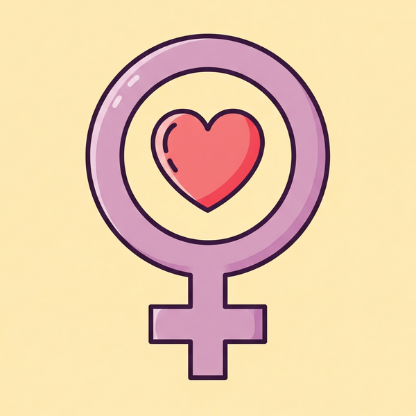 Gender symbol with a heart in the center on a beige background